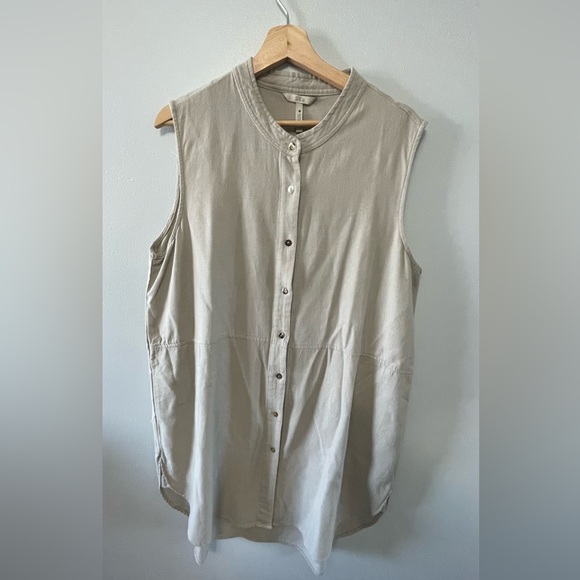 Sleeveless linen blend relaxed shirt dress - Picture 3 of 6